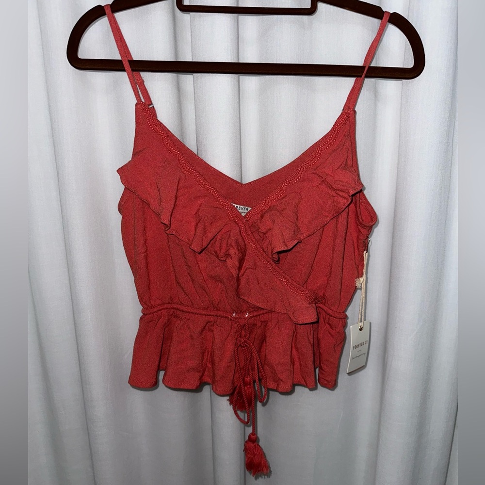 Forever 21 Woven Crop Top Burnt Orange/Tomato Size S NWT